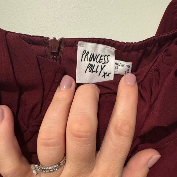 Princess Polly DYER SHEER SLEEVE MINI DRESS BURGUNDY Size 6 - Picture 6 of 6